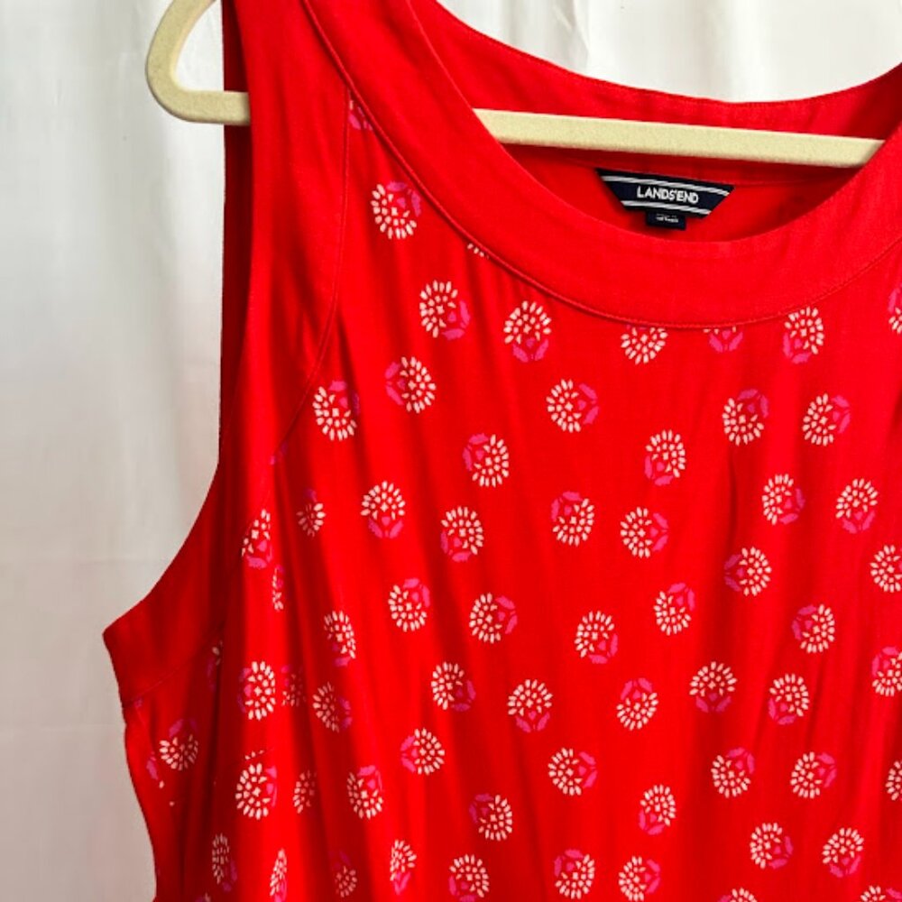 Lands End Women's Plus 3X Red Knit Maxi Dress with floral print